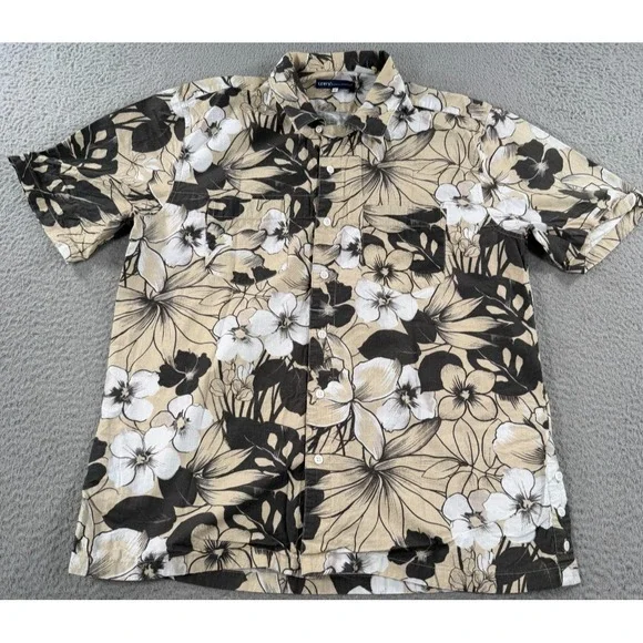 Levi's Made & Crafted Hawaiian Shirt Men's 3 Beige Floral Short Sleeve Button Up