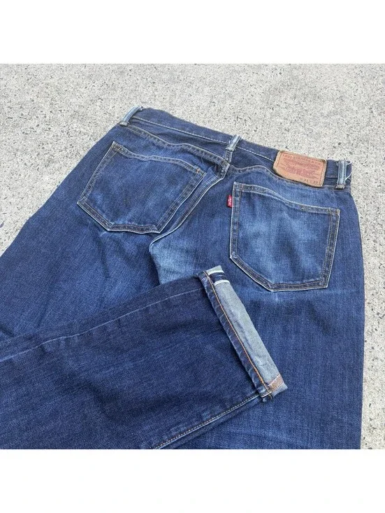 Levi’s Matchstick Redline Selvedge Denim Jeans 31x32 Dark Indigo Faded Distress