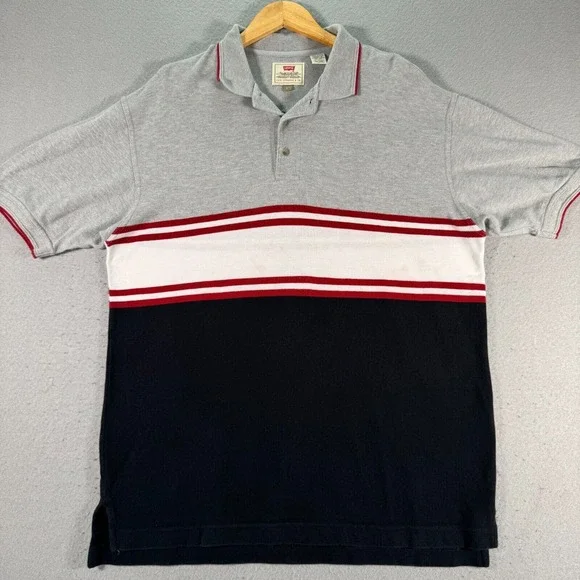 Vintage Levis Polo Shirt Mens Large Multicolor Stripes Classic Golf Classic‎ 90s