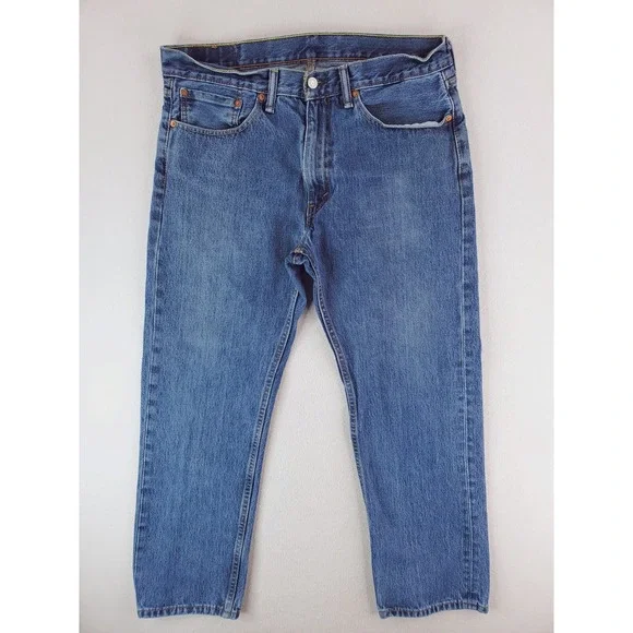 Levis 505 Jeans Mens 36x29 Blue Regular Straight Stone Wash Red‎ Tab Work Pants