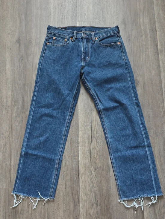 Classic Levi's 505 Straight-Leg Blue Denim Jeans Cropped 30 x 28