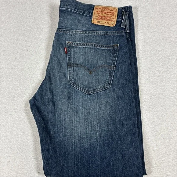 Vintage Levis 569 Jeans Loose Straight Baggy Medium Wash Grunge 90s Y2K 34x32