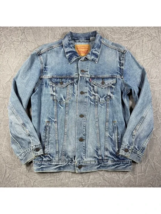 Levis Jean Jacket Button Light Wash 72334 Men's M Blue