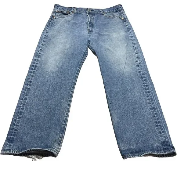 Levi's Denim Jeans Mens 38x30 Blue 501 Original Fit Straight Leg Button Fly