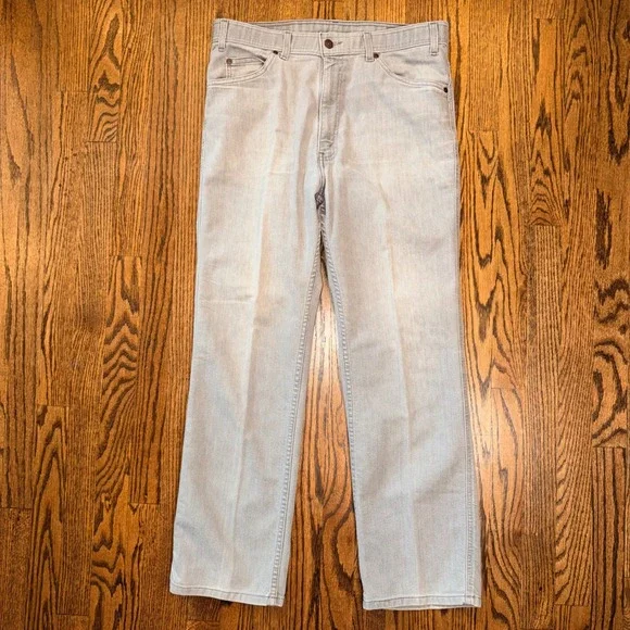 Levi's 977 Vintage 1999 Grey Jeans Straight Leg Pants‎ 36x30 Leather Tab