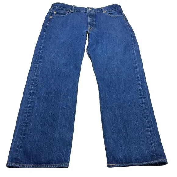 Levis 501 Jeans Mens 38x30 Blue Denim Straight Leg Button Fly Classic Fit