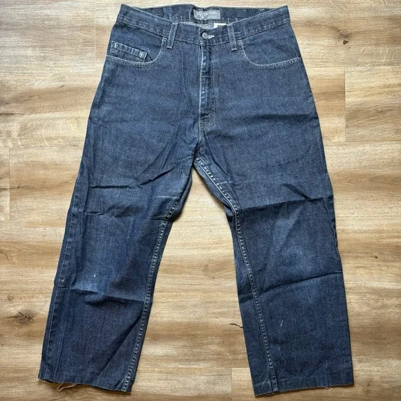 Vintage Levi's‎ SilverTab Jeans Men 33x26 Blue Dark Wash Baggy Made USA (Hemmed)