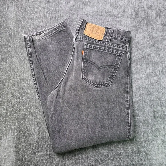 Vtg Levis 550 Jeans Mens 34x32 Fit 32x29 Black Orange Tab Relaxed 90s Denim USA