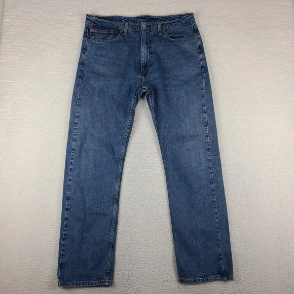 Levi's 505 Jeans Mens 36x32 Blue Regular Fit Straight Leg Medium Wash Denim
