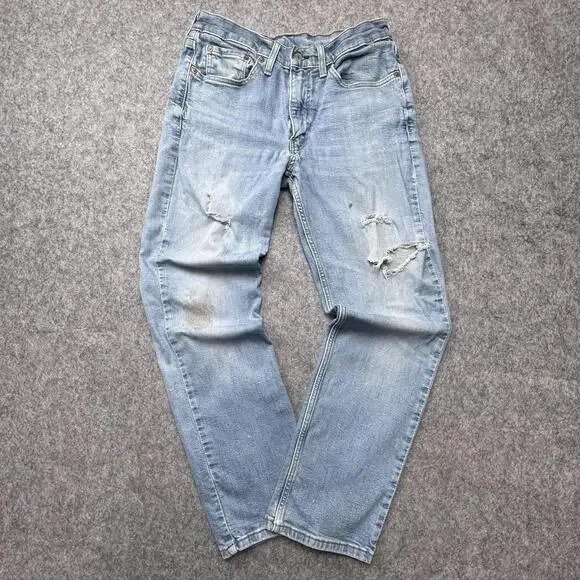 Levi's 514 Jeans Mens 32x30 Blue Ripped Distressed Straight Leg Denim Pants