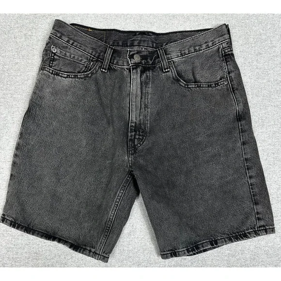 Levis 454 Denim Jean Shorts Men 32x10 Black Fade Jorts Cotton
