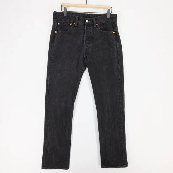 Levis 501 Jeans Mens 32x34 Black Straight Leg Button Fly Original Fit Denim