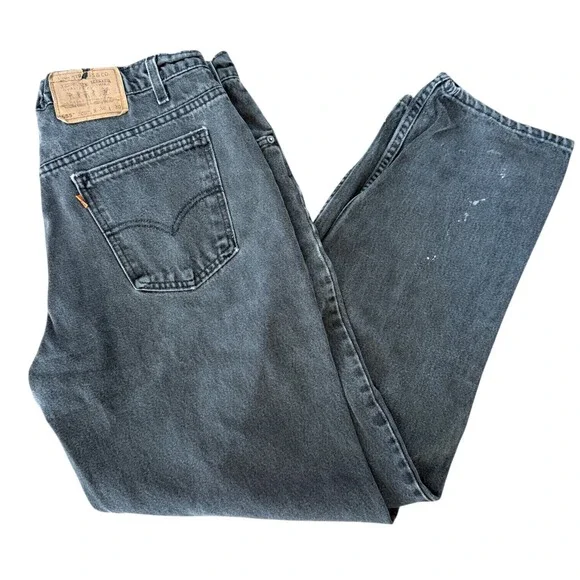 Vintage Levis 555 Orange Tab Black Relaxed Fit Straight Jeans Mens 34x30 USA 90s