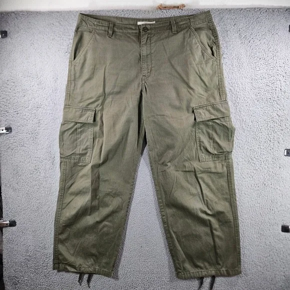 Levis 94 Baggy Cargo Pants Mens 38x30 Olive Green Cotton Utility Y2K