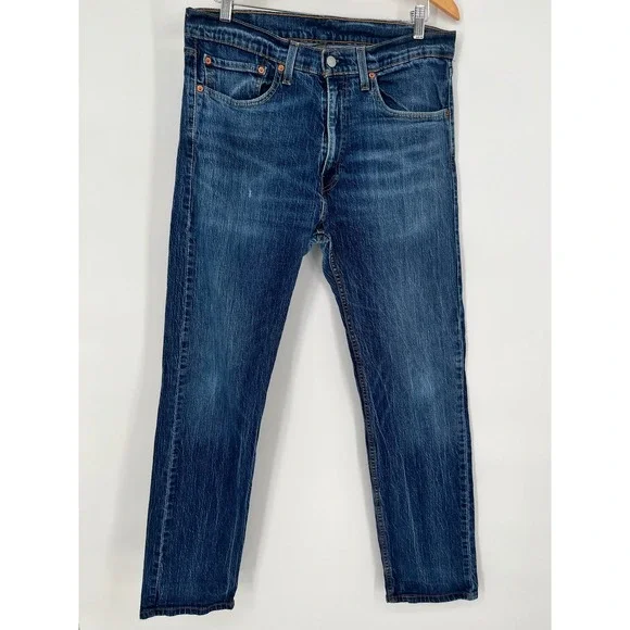 LEVIS 505 Regular Fit Jeans Mens 34x32 Blue Straight Leg Denim