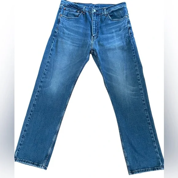 LEVI’S 505 BLUE DENIM JEANS Size 36 x 32 Straight Leg Medium Wash Western Fit
