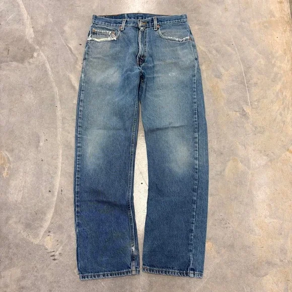 Levis 505 Mens Vintage 2000s Straight Leg Jeans W33 L30 Faded Distressed Y2K