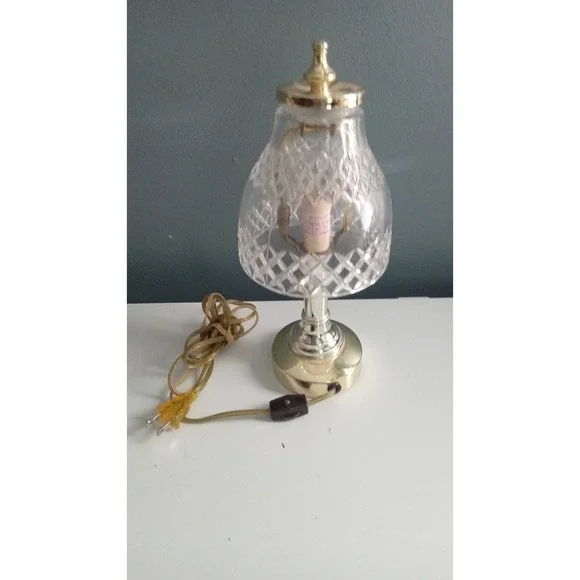 Vintage‎ Heavy Cut Crystal And Brass Tripod Pedestal Boudoir Lamp, Table Lamp