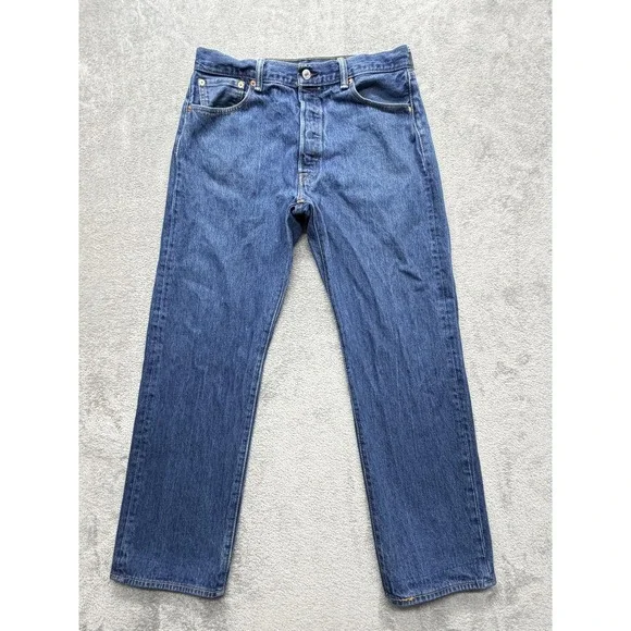 Levis 501 Jeans‎ Mens Measured 34x29 Blue Straight Denim Button Fly Classic Fit