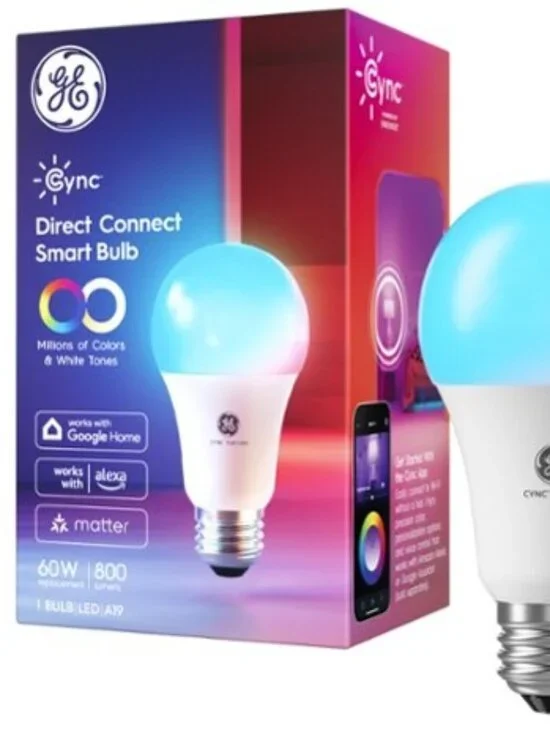 TWO GE Cync A19 Smart LED Light Bulb Color Changing Indoor Décor Lights 60 Watts