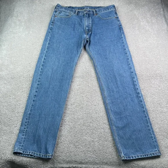 Levis 505 Jeans Mens 38x34 Blue Straight Leg Cotton Denim Classic Pants