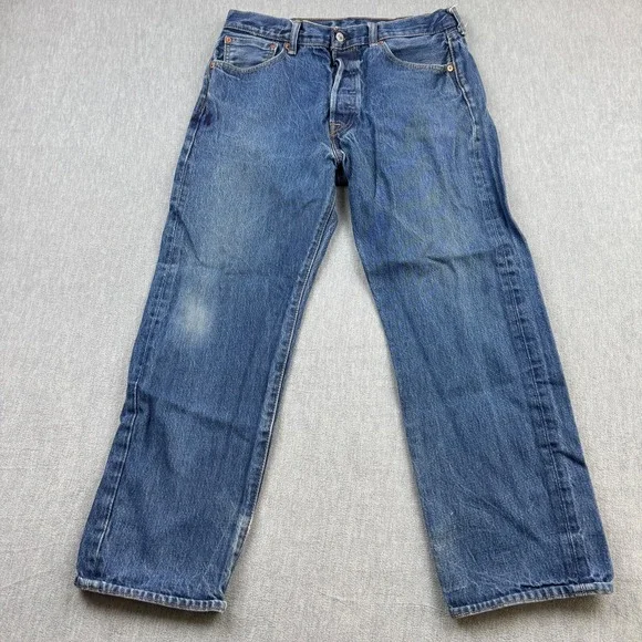 Levis 501‎ Jeans Mens 34X30 Fit 32X28 Blue Denim Button Fly Straight Leg Modern