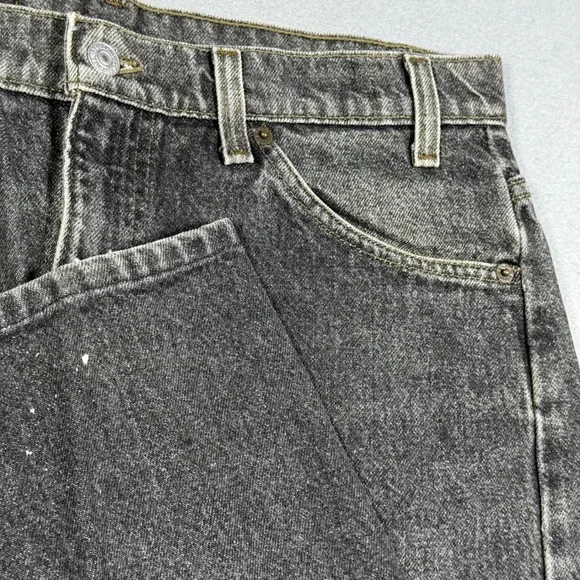 Levis Mens Regular Fit Straight Leg Orange Tab Black Wash Denim Jeans 34x32