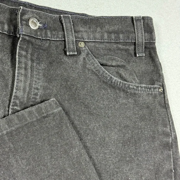 Levis 505 Regular Fit Straight Leg Jeans Black Denim Mens W34 L32 Orange Tab