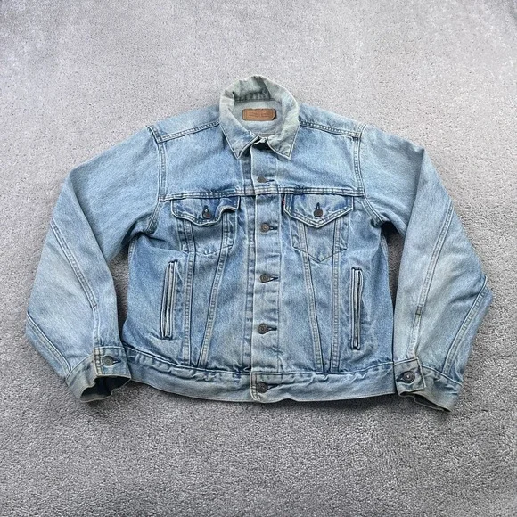 Vintage Levis Denim Jacket Mens 40R Blue Trucker Biker‎ Harley Made in USA 70506