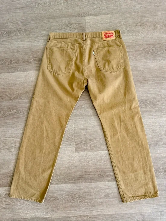 Levi's 505 Regular Fit Pants Men Size 36x30 Khaki Tan Straight Leg Denim Chinos