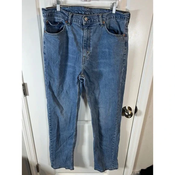 Levi's Mens Jeans 505 Regular Fit Straight Leg Medium Wash Blue 38x34‎