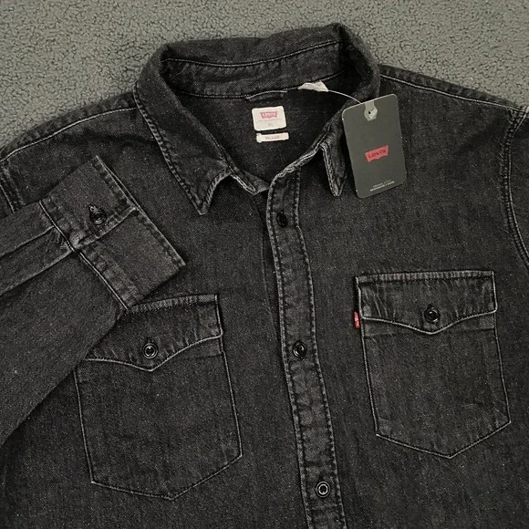 Levis Denim Shirt Mens XL Relaxed Fit Black Cotton Hemp Button Up Reb Tab NWT