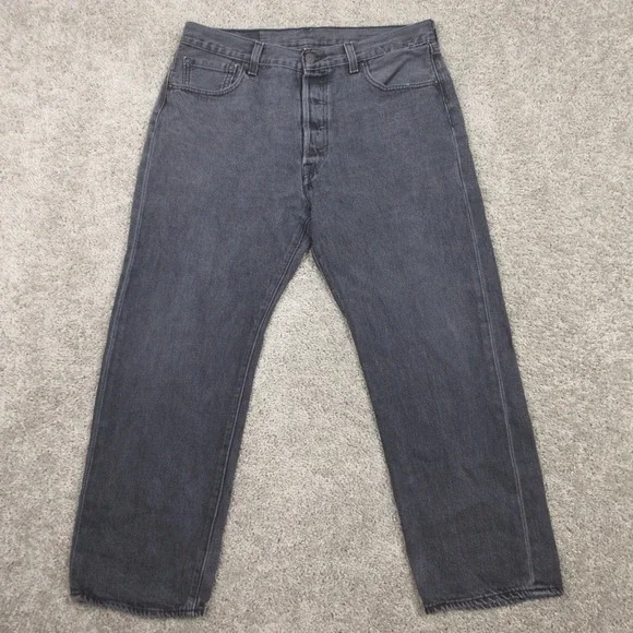 Levis Jeans Mens 33x25 (Tag 36x30) Black 501 Button Fly Original‎ Denim Pants