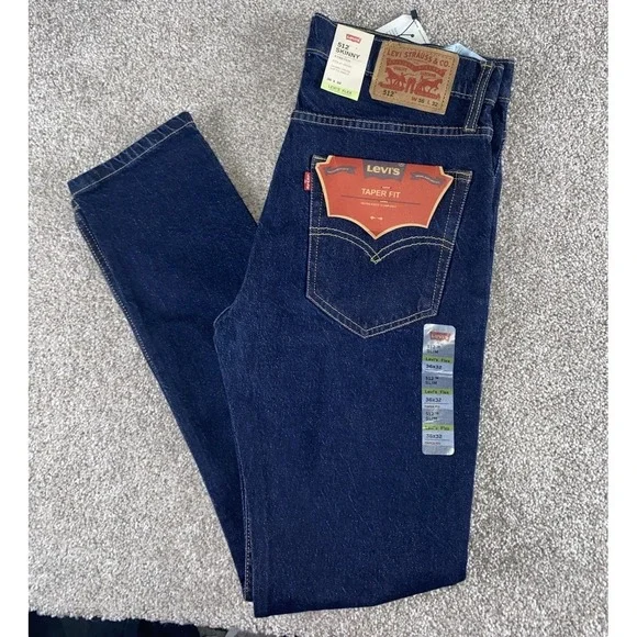 Levi's 512 Skinny Stretch Taper Men Jeans Dark Wash 34x32 Work Camp Western Read