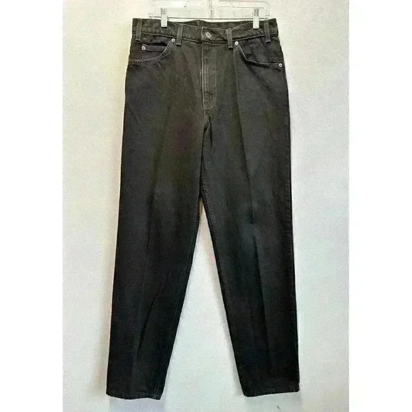 VTG Levi's 550 Jeans Men's 34X32 Black Orange Tab Relaxed‎ Fit Tapered Leg Denim