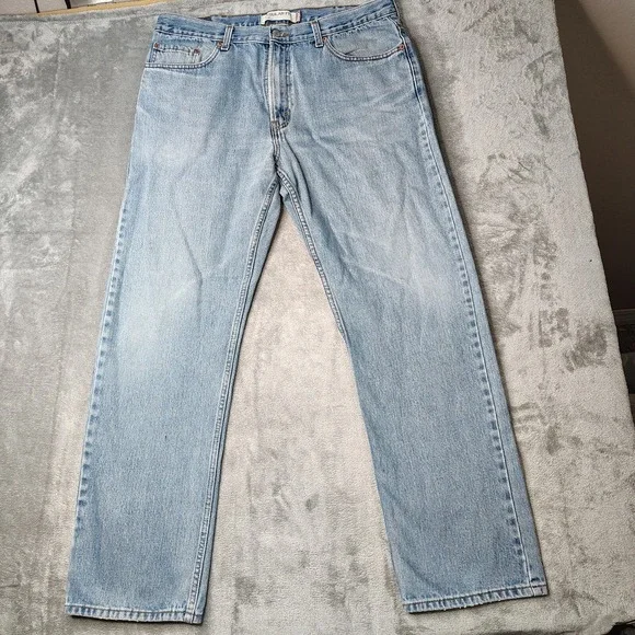 Y2K Levi's 505‎ Regular Fit Jeans Mens 38x34 Light Wash Blue Straight Leg Cotton