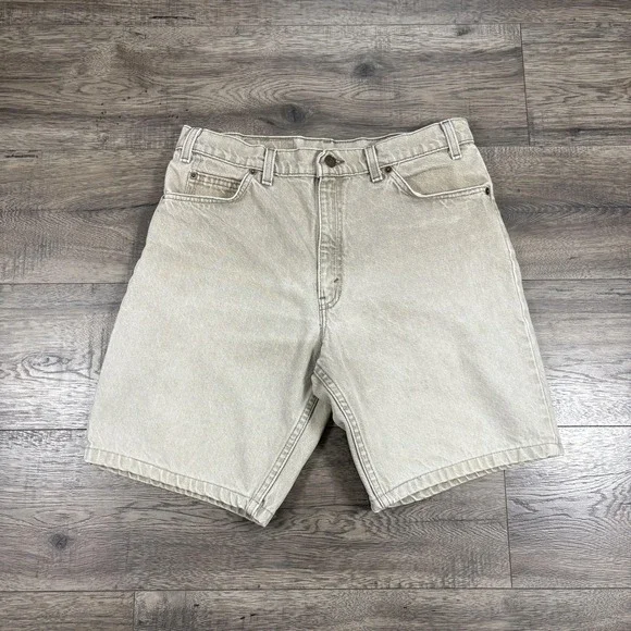 Vintage Levis 550 Shorts Mens‎ 33 Beige Denim Relaxed Fit Orange Tab USA 90s