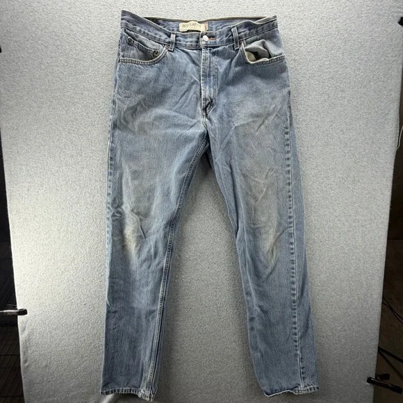 Levis 505 Regular Fit Jeans Mens 36x36 Light‎ Wash Blue Denim Straight Leg