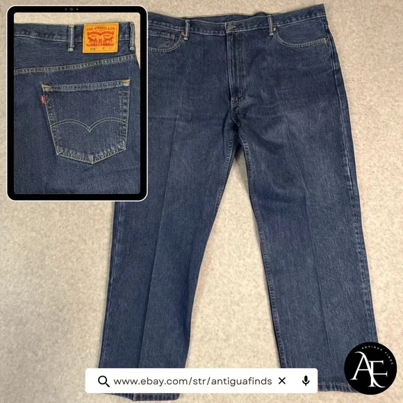 Levis 505 Regular Fit‎ Jeans Mens Dark Wash Straight Leg Denim Blue 43x29