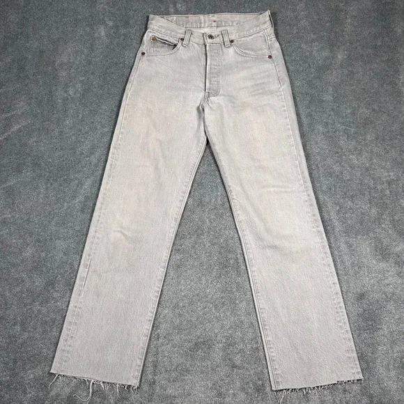 VTG 80s Levi's 501-0657 Gray Jeans Button Fly Mens 27x27 Cut Raw Hem Made in USA