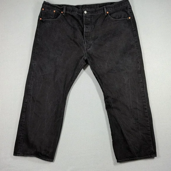 Levi's 501‎ Jeans Mens 50x30 Black Denim Button Fly Classic Original Fit