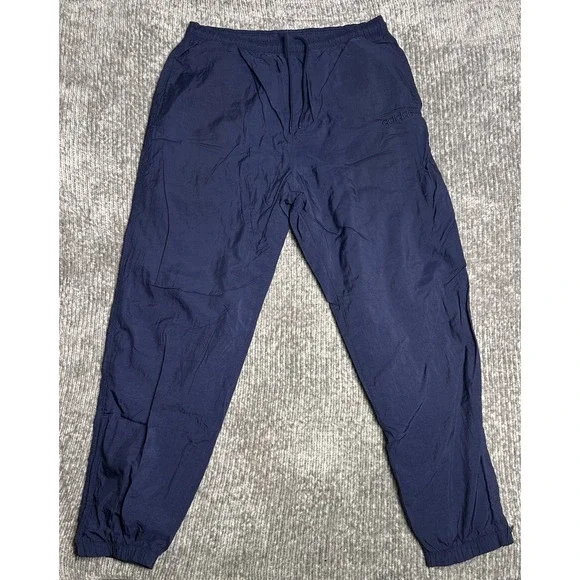 VTG 90s ADIDAS SWISHY LINED WINDBREAKER NAVY BLUE TRACK PANTS LARGE