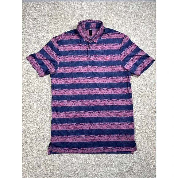 Adidas Golf Polo Shirt Mens Small Short Sleeve Pink Blue Stripe Vinted Light