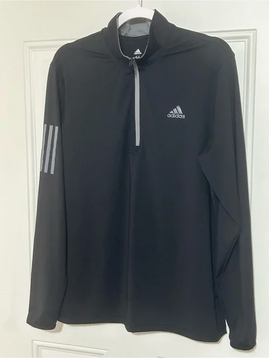 adidas Black & Gray Quarter-Zip Performance Jacket