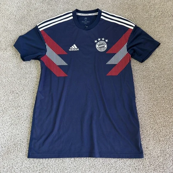 Bayern Munich Jersey Mens M Blue Soccer Adidas Parley Training Top Short Sleeve