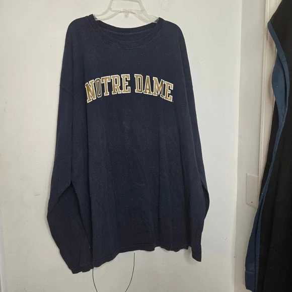 Adidas Notre Dame Fighting Irish Long Sleeve T-Shirt Mens 2XL Navy Blue Graphic‎