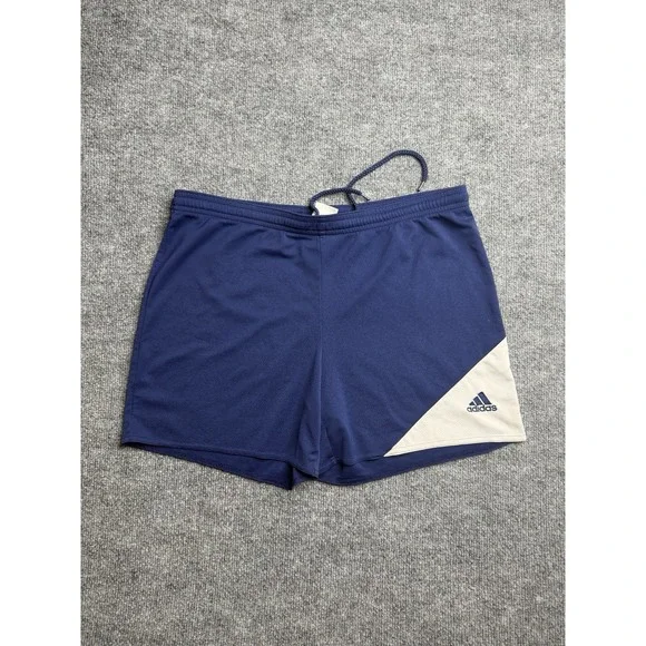 Adidas Shorts Mens Medium Blue Mid Rise Logo Climalite Elastic Waist