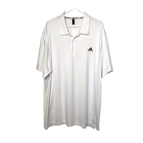 Adidas Golf Polo Shirt Men's Plus Size 2XL White Dry Wicking UPF Sun Protection