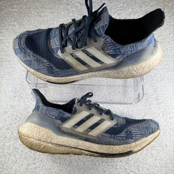 adidas UltraBoost 21 Primeblue Sashiko Blue White Men's Size 10.5 Shoes Sneakers