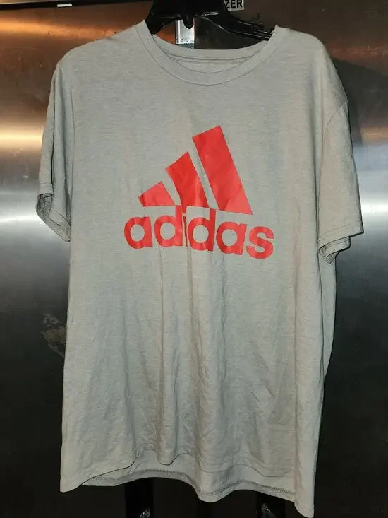 Adidas Go-To Performance Tee Men's XL Gray Red Logo Short Sleeve
